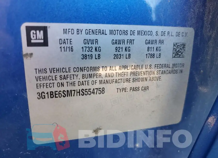 3G1BE6SM7HS554758 Photo# 12