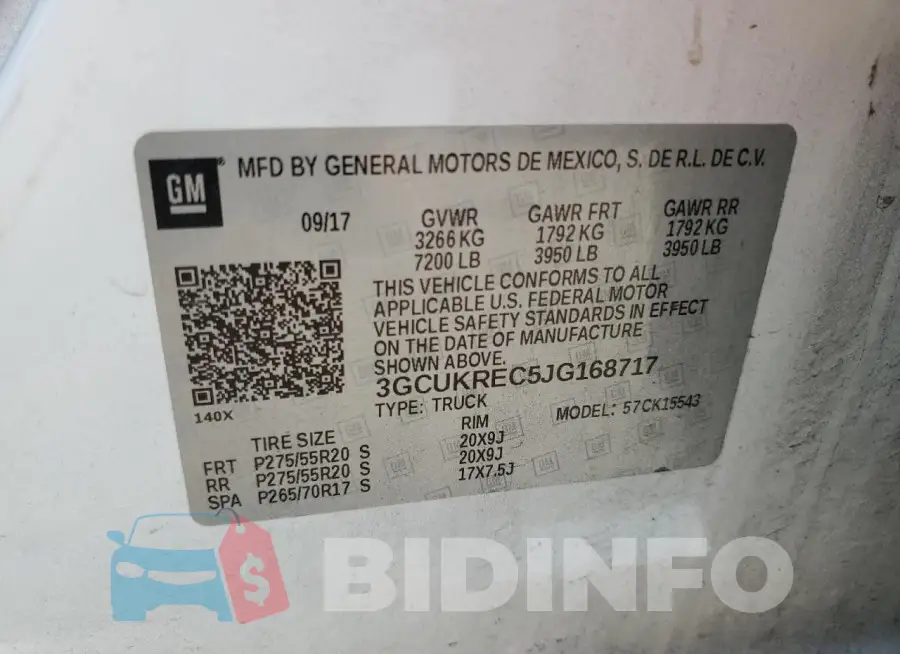 3GCUKREC5JG168717 Photo# 13