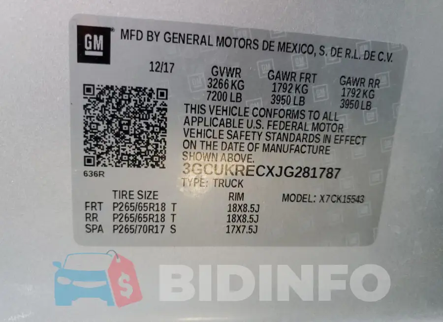 3GCUKRECXJG281787 Photo# 12
