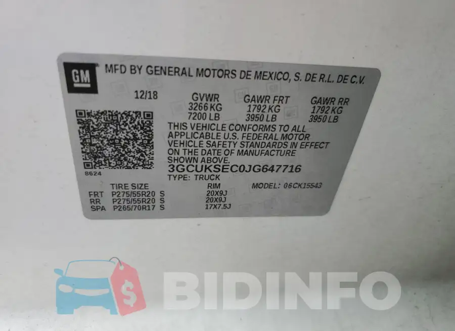3GCUKSEC0JG647716 Photo# 12