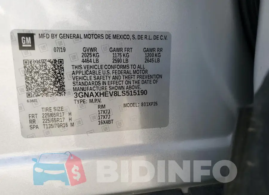 3GNAXHEV8LS515190 Photo# 13