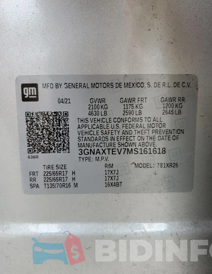 3GNAXTEV7MS161618 Photo# 14