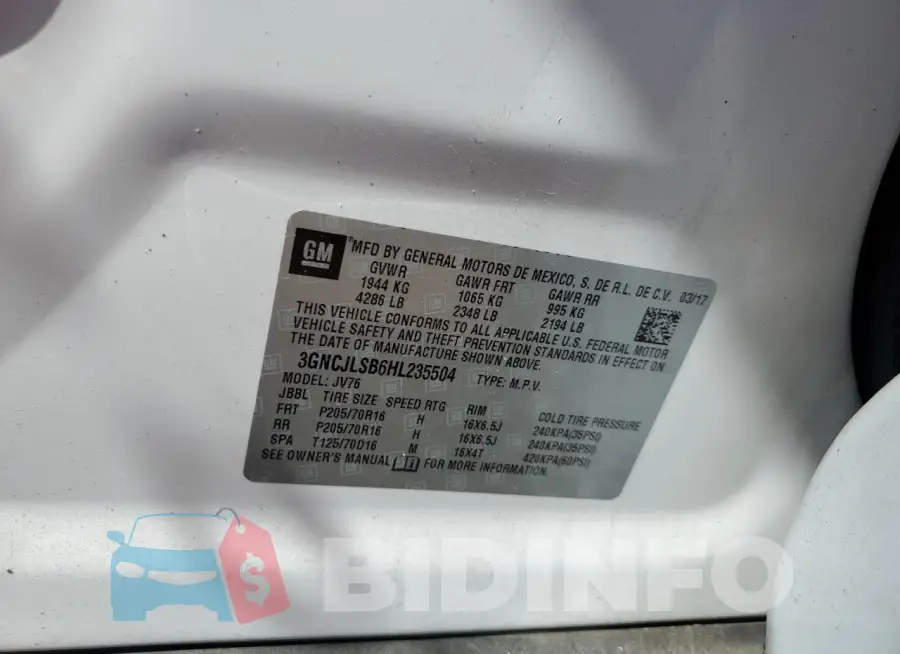3GNCJLSB6HL235504 Photo# 13