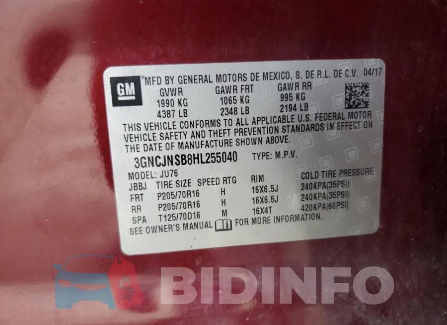 3GNCJNSB8HL255040 Photo# 13