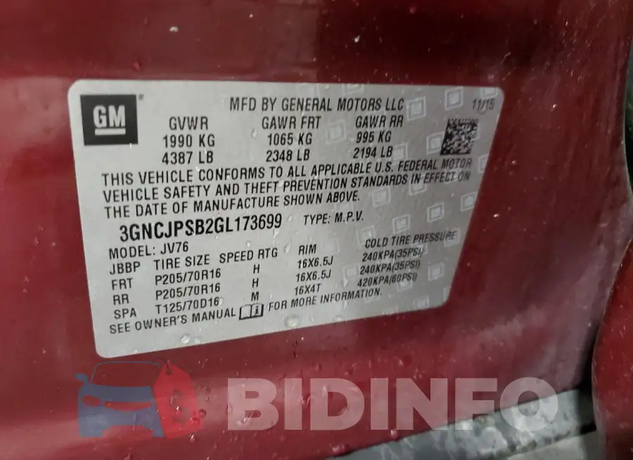 3GNCJPSB2GL173699 Photo# 13