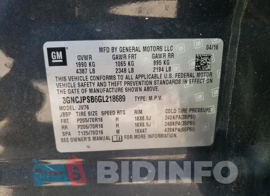 3GNCJPSB6GL218689 Photo# 13