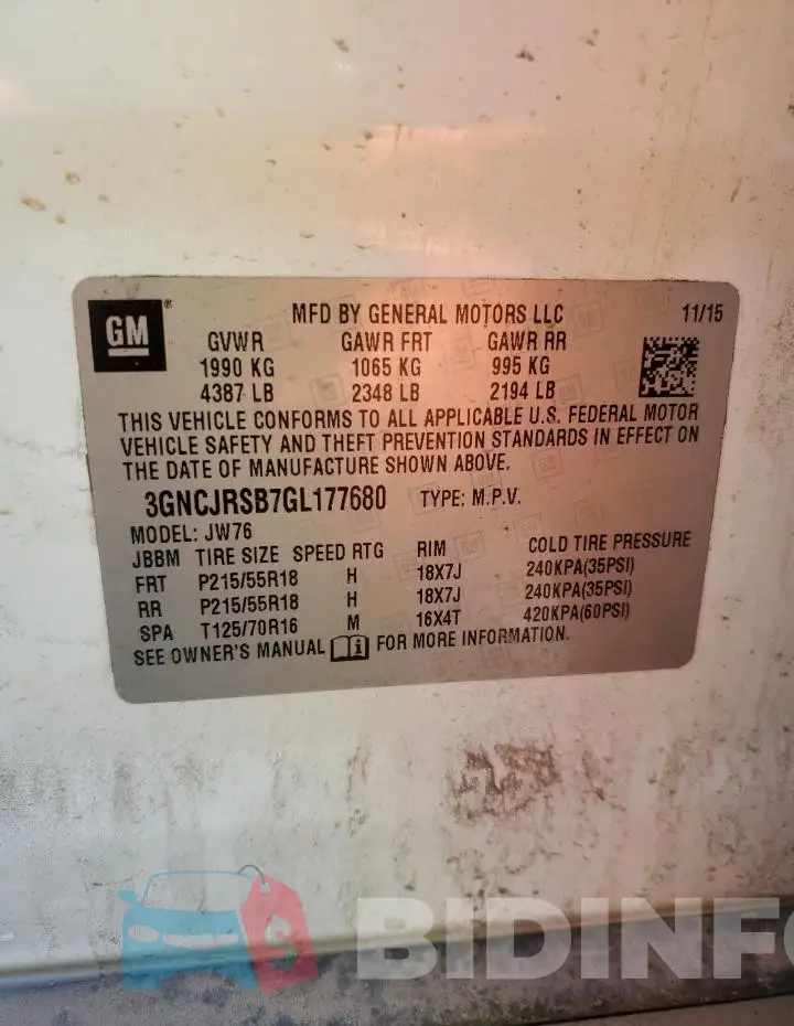 3GNCJRSB7GL177680 Photo# 12