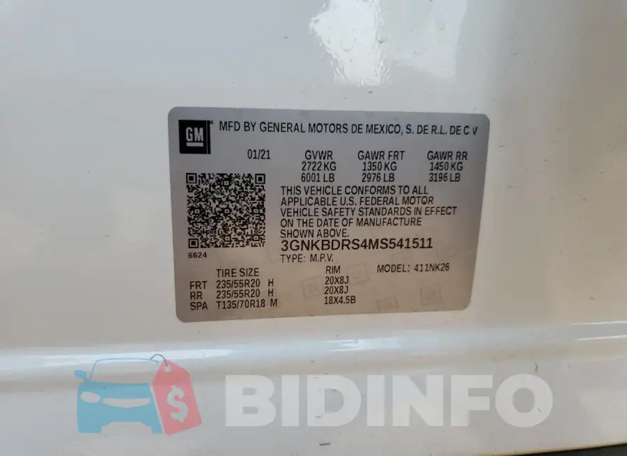 3GNKBDRS4MS541511 Photo# 13