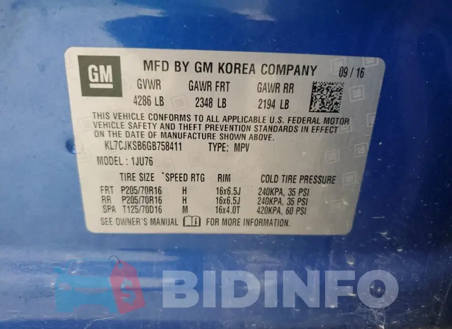 KL7CJKSB6GB758411 Photo# 13