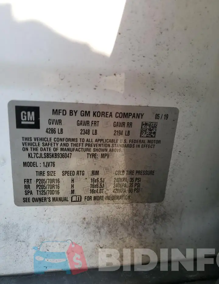 KL7CJLSB5KB936047 Photo# 12