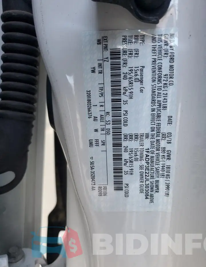 1FADP3E22JL303084 Photo# 12