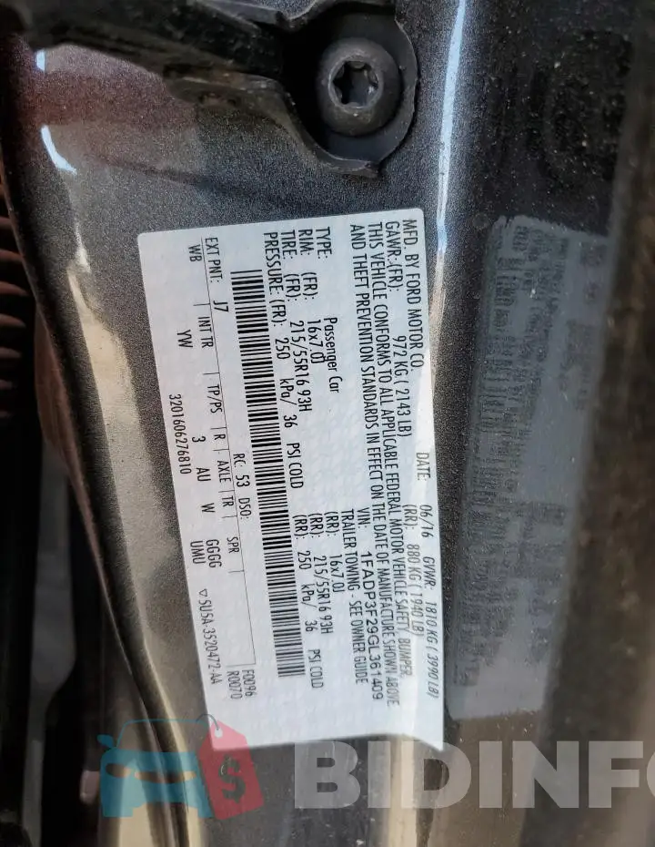 1FADP3F29GL361409 Photo# 12