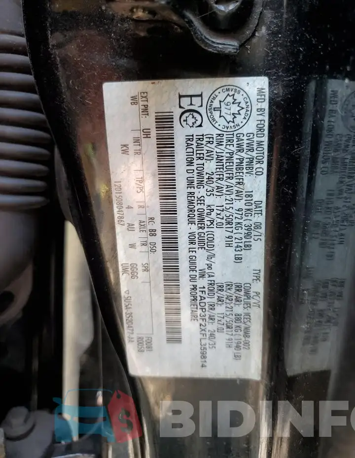 1FADP3F2XFL359814 Photo# 12