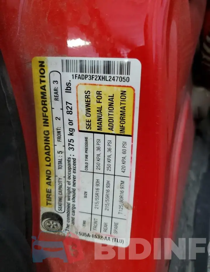 1FADP3F2XHL247050 Photo# 12