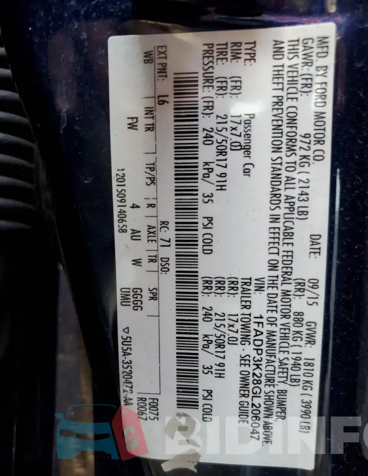 1FADP3K28GL206047 Photo# 13