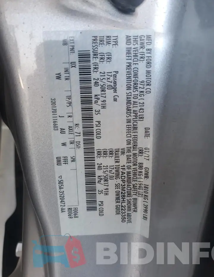 1FADP3M28HL223350 Photo# 12