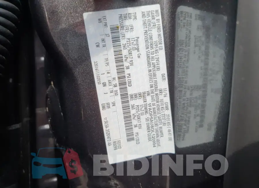 1FADP5AU8GL120994 Photo# 13