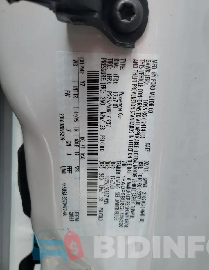 1FADP5BU8GL106320 Photo# 13