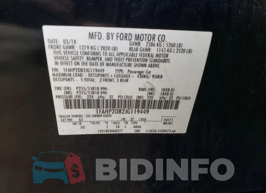 1FAHP2D82JG119449 Photo# 12