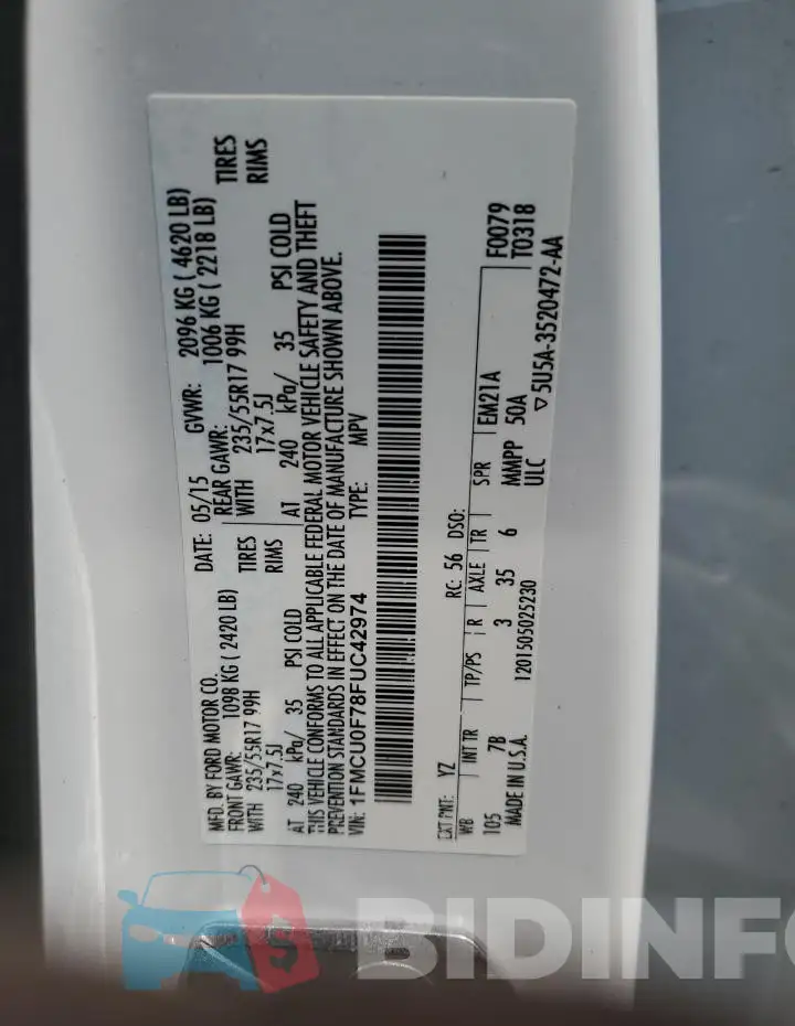 1FMCU0F78FUC42974 Photo# 14