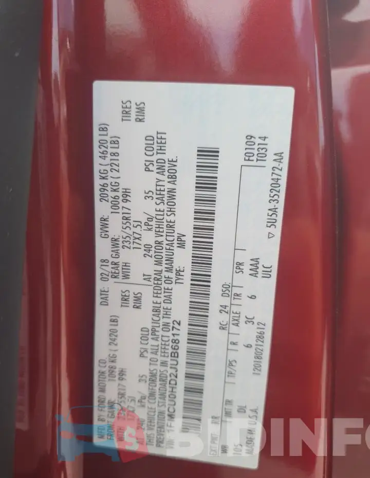 1FMCU0HD2JUB68172 Photo# 13