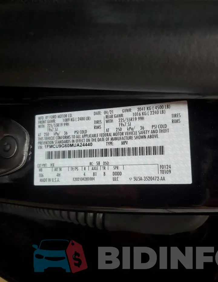 1FMCU9G60MUA24440 Photo# 14