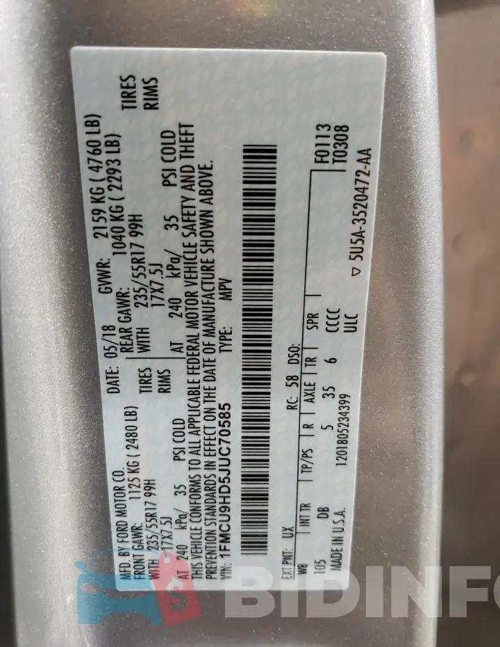 1FMCU9HD5JUC70585 Photo# 13