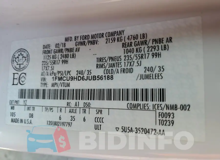 1FMCU9HD6JUB56188 Photo# 13