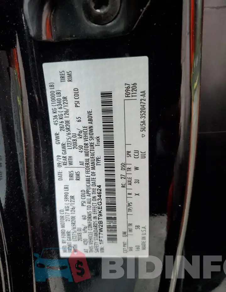 1FT7W2BT9KEG34624 Photo# 12
