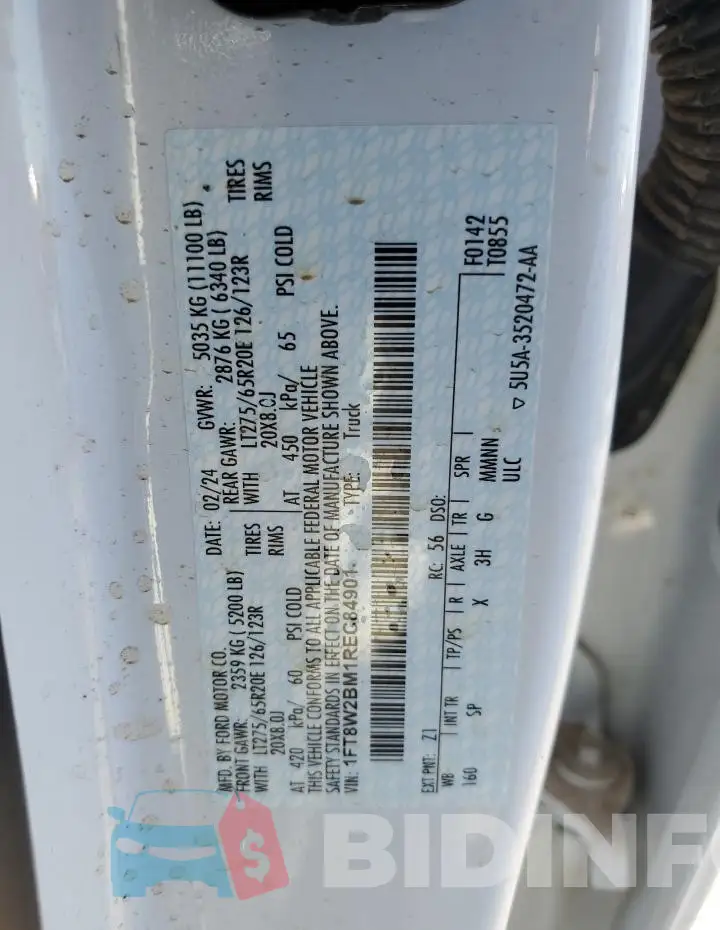 1FT8W2BM1REC84901 Photo# 12