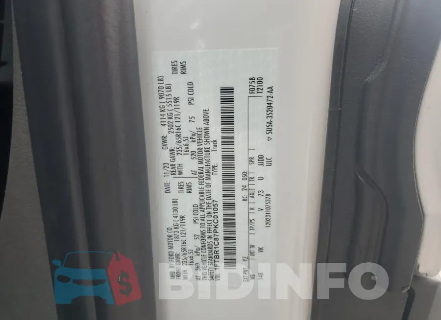1FTBR1C87PKC01057 Photo# 13