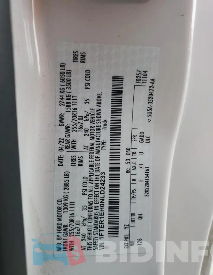 1FTER1EH0NLD24233 Photo# 12