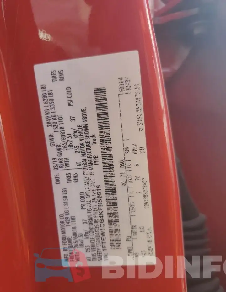 1FTEW1CB4KFB50619 Photo# 12