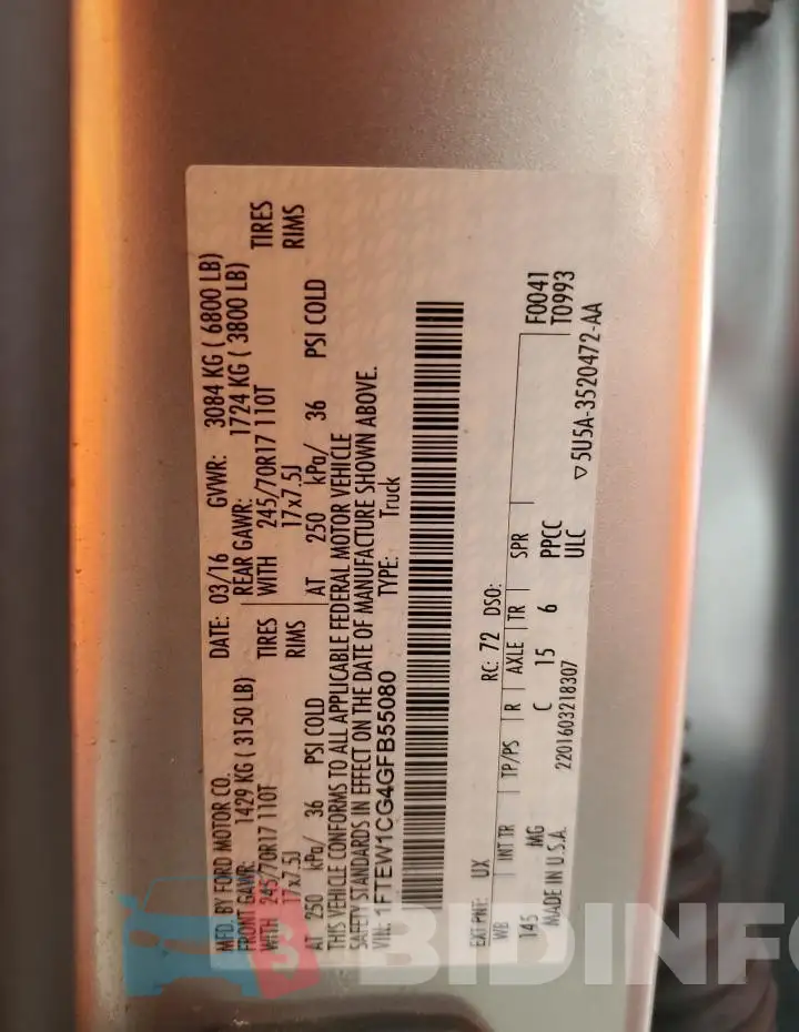 1FTEW1CG4GFB55080 Photo# 12
