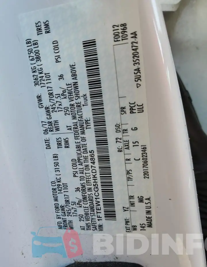 1FTEW1CG5HKD74865 Photo# 13