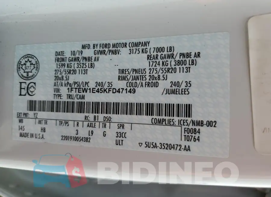 1FTEW1E45KFD47149 Photo# 12