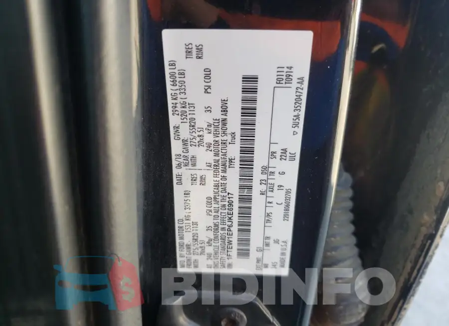 1FTEW1EP6JKE69017 Photo# 10