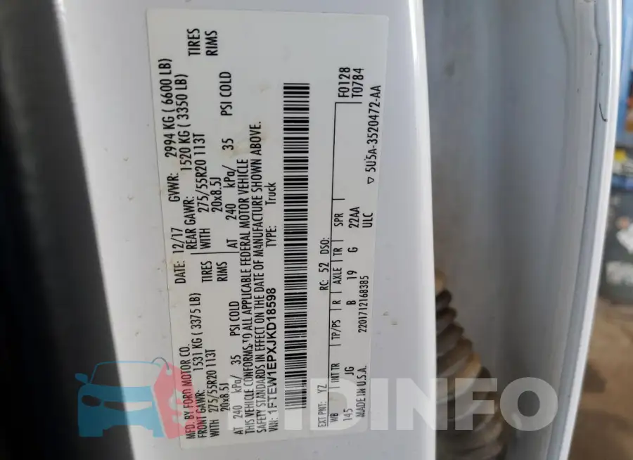 1FTEW1EPXJKD18598 Photo# 12