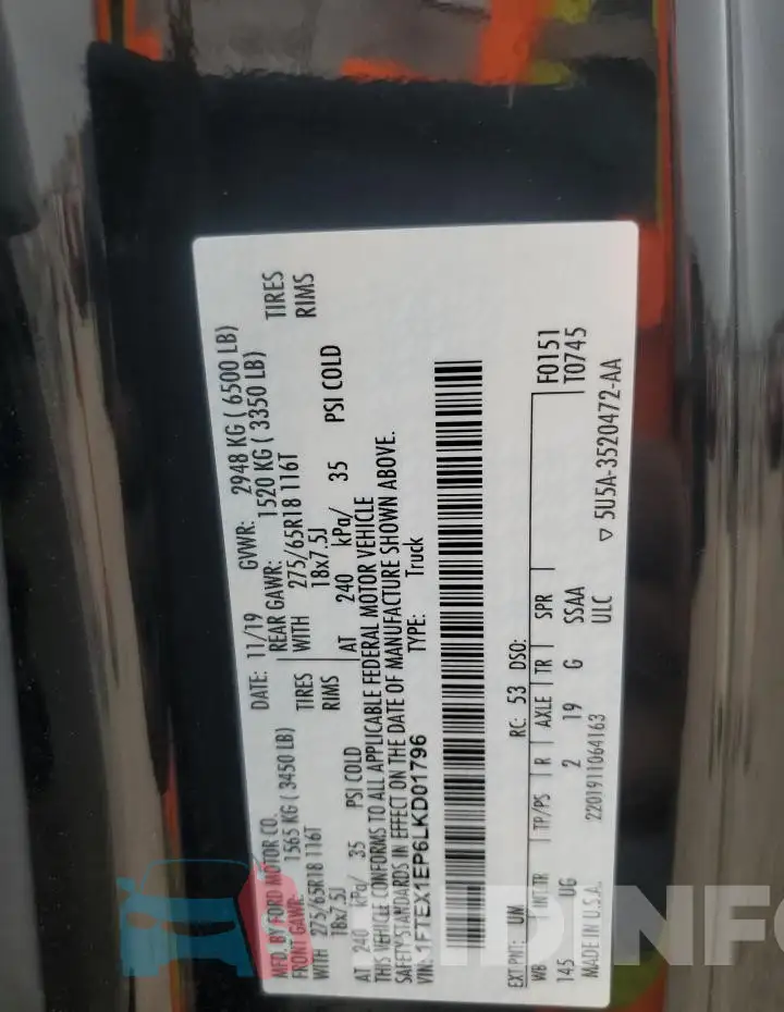 1FTEX1EP6LKD01796 Photo# 12