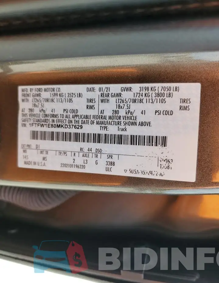 1FTFW1E80MKD37629 Photo# 12