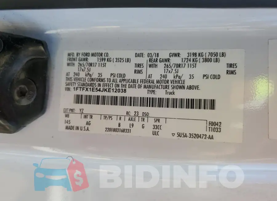 1FTFX1E54JKE12038 Photo# 12
