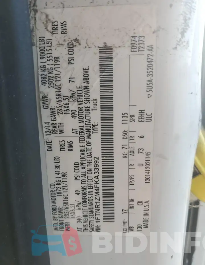 1FTNR1ZM4FKA33992 Photo# 14