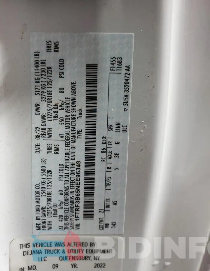 1FTRF3B65NEE96349 Photo# 12
