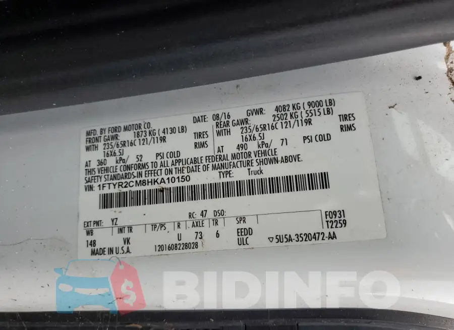 1FTYR2CM8HKA10150 Photo# 14