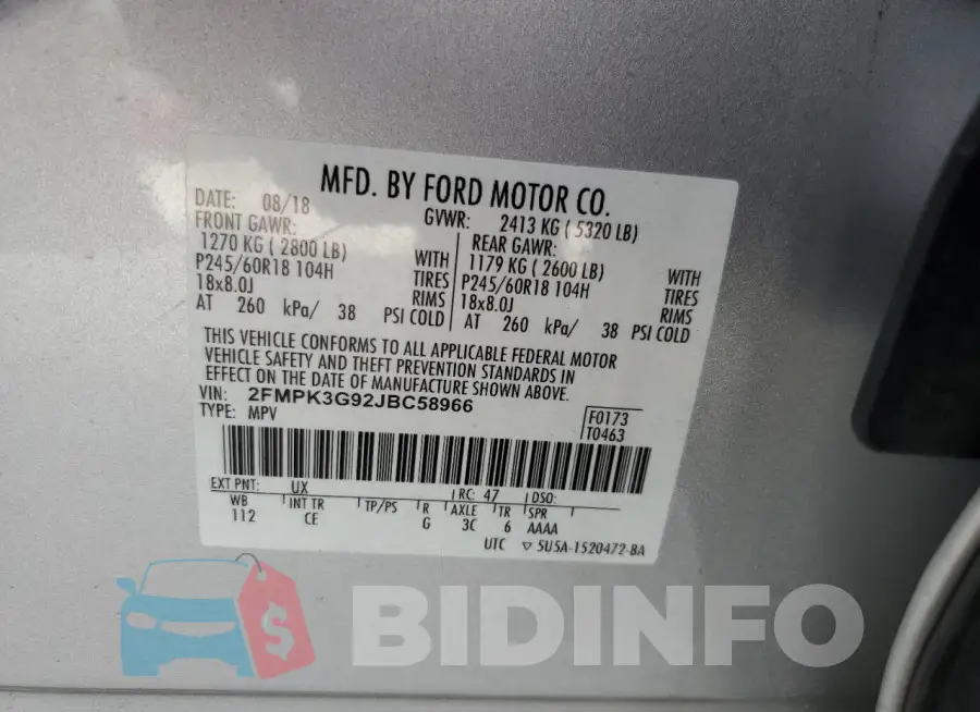 2FMPK3G92JBC58966 Photo# 13