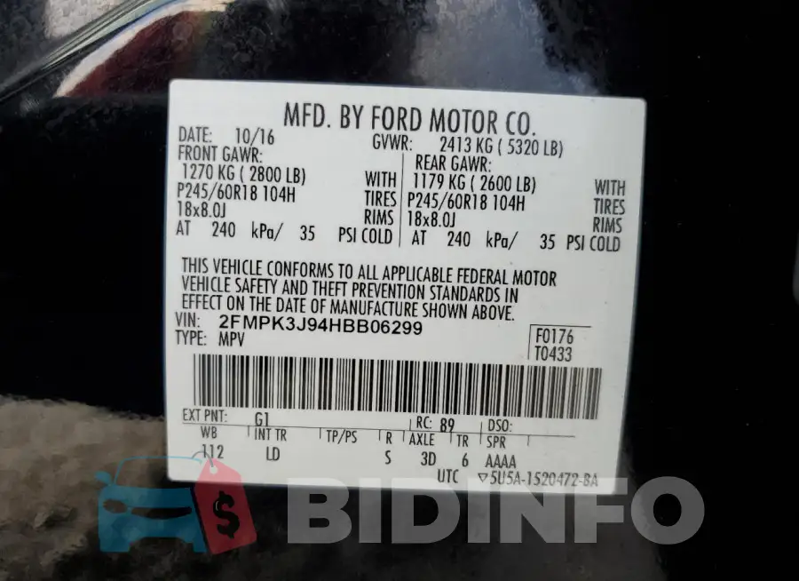 2FMPK3J94HBB06299 Photo# 14