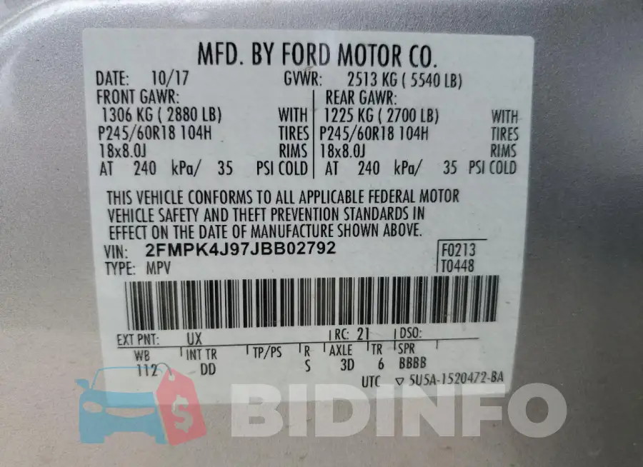 2FMPK4J97JBB02792 Photo# 13