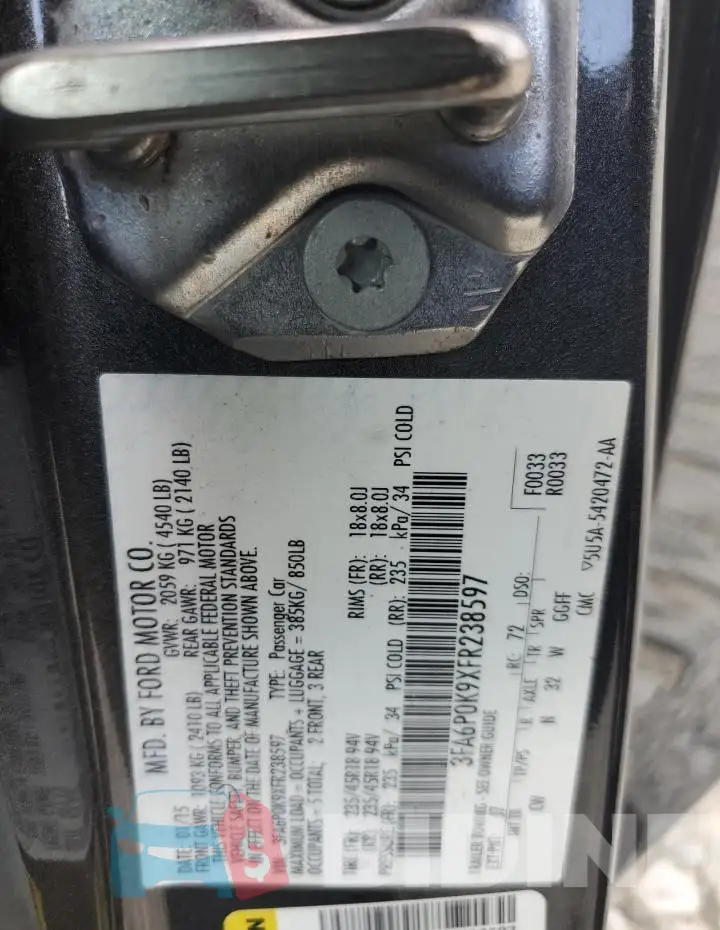 3FA6P0K9XFR238597 Photo# 12