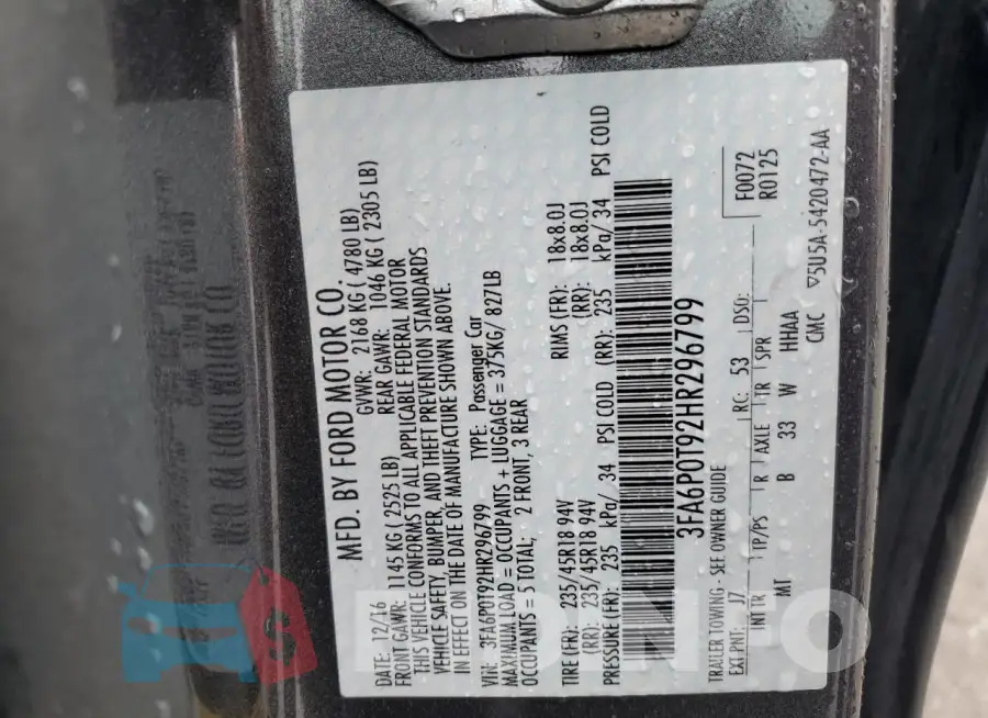 3FA6P0T92HR296799 Photo# 12
