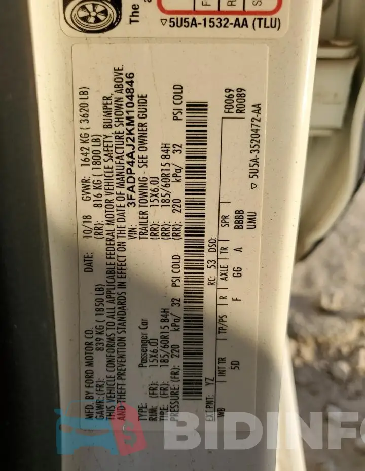 3FADP4AJ2KM104846 Photo# 12